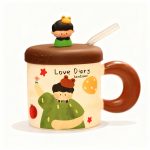 ماگ سرامیکی نی‌دار طرح عروسک