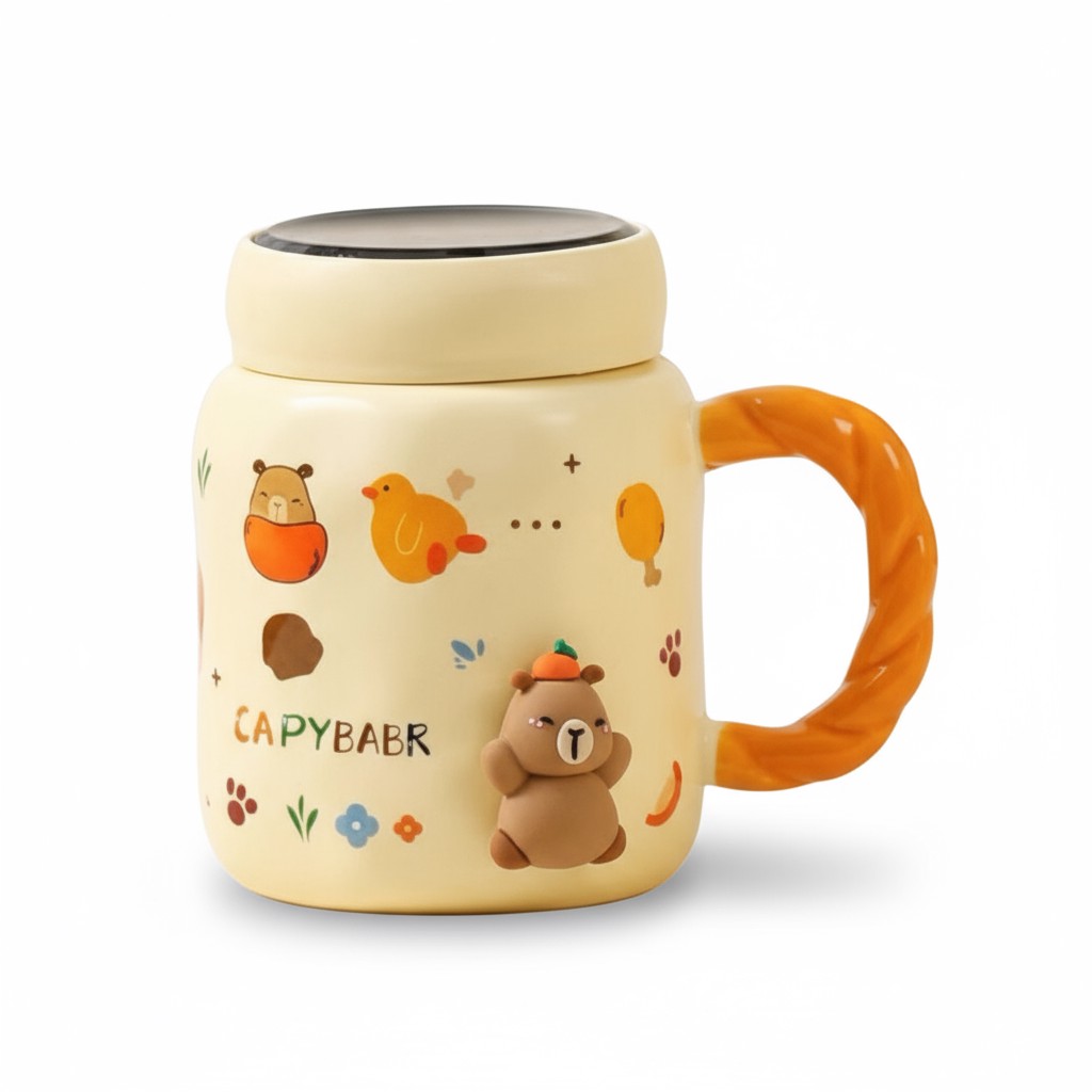 ماگ سرامیکی درب‌ آیینه ای طرح خرسی