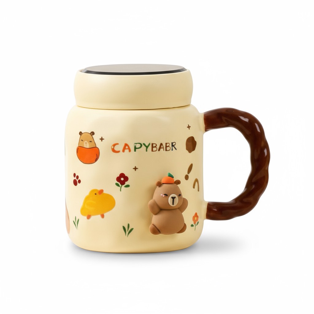 ماگ سرامیکی درب‌ آیینه ای طرح خرسی