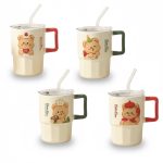 ماگ سرامیکی نی‌دار (طرح خرسی با دسته رنگی) ۳۰۰ml