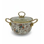 قابلمه لعابی طرح گل‌های رنگی سنتی با درب شیشه‌ای