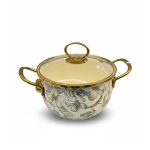 قابلمه لعابی طرح گل‌های طوسی شیک با درب شیشه‌ای