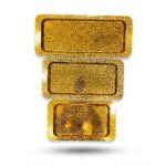 سینی استیل طلایی طرح‌دار در سه سایز
